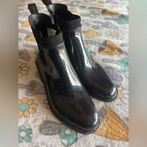 Black rain boots